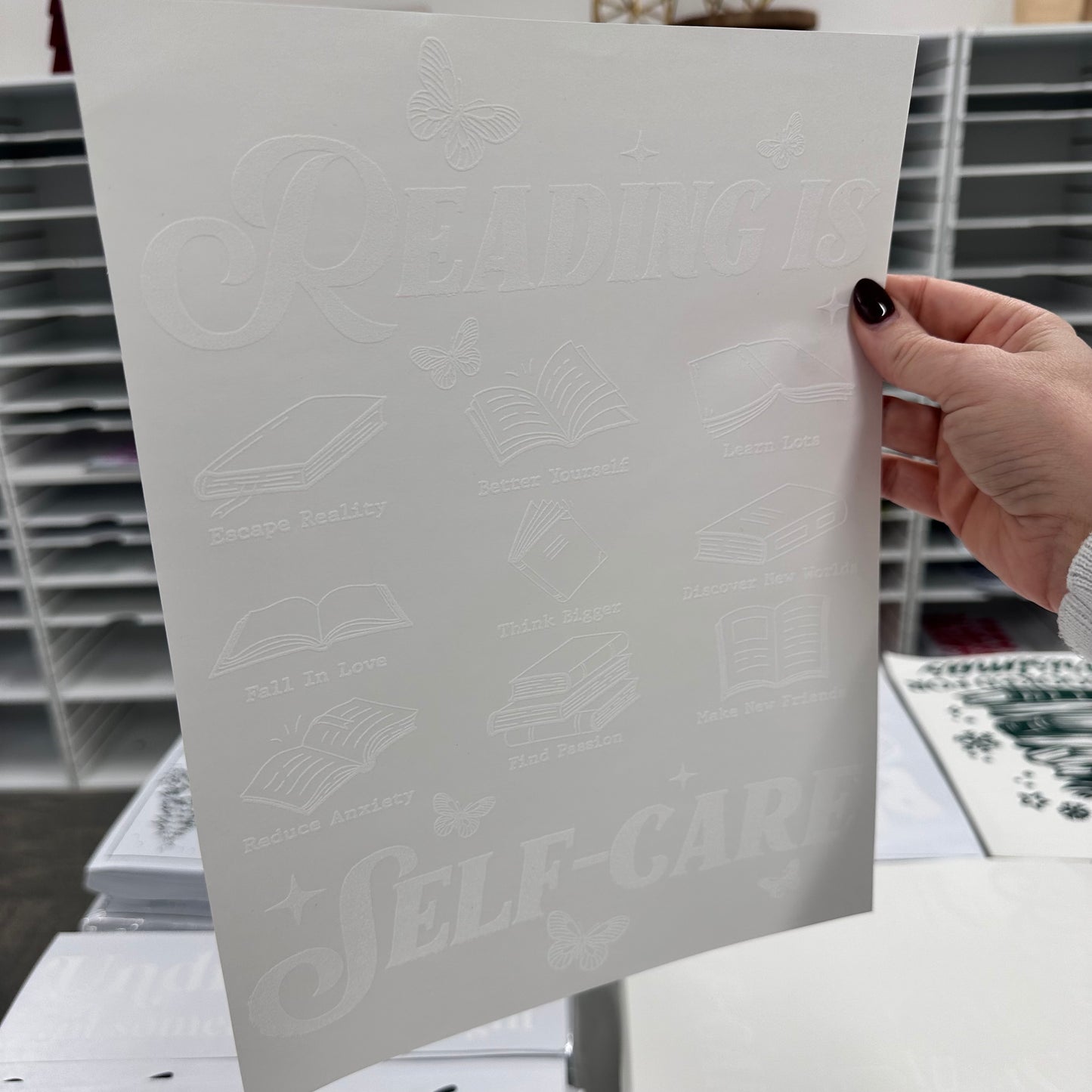 Reading is self care screen print transfer