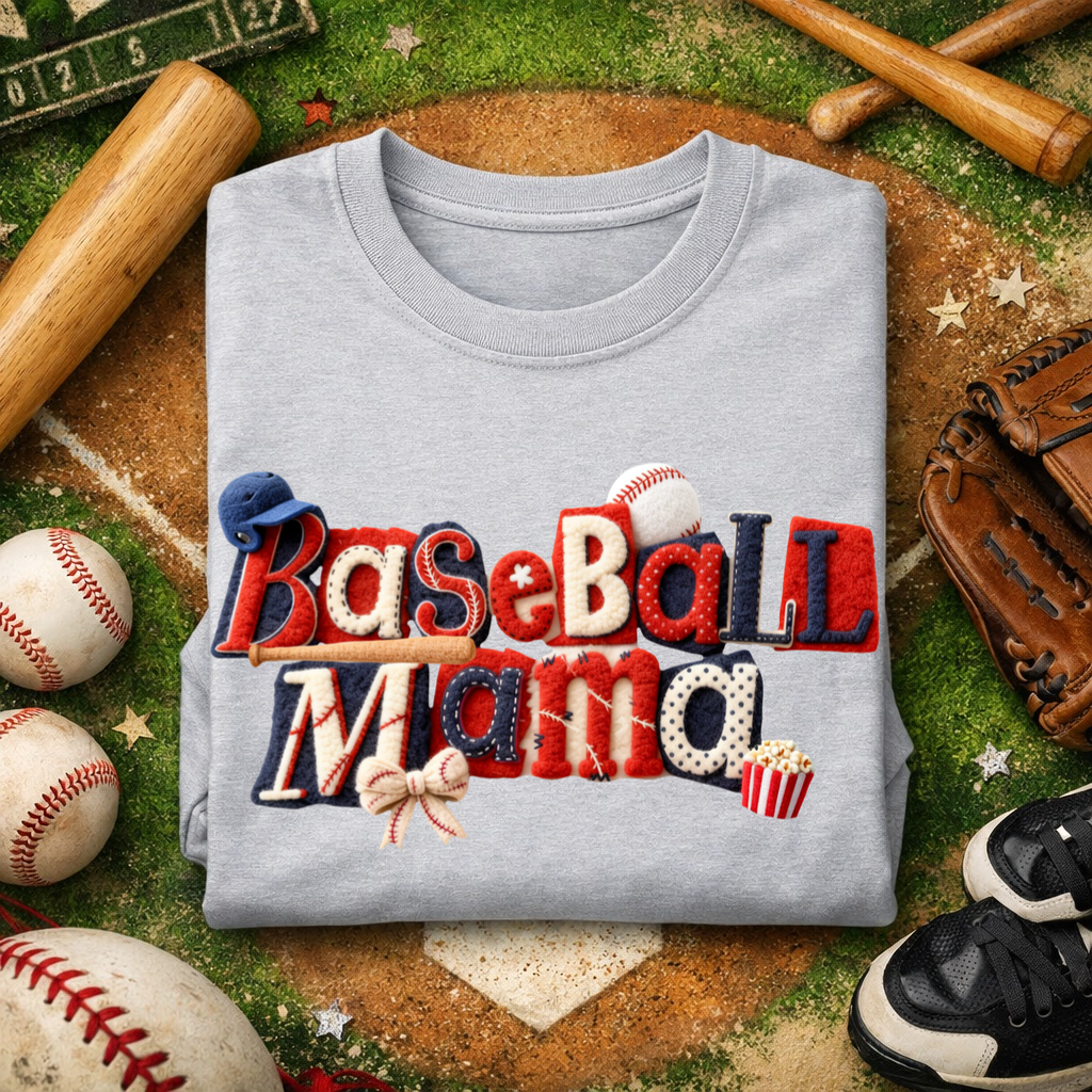 baseball mama clear film screen print