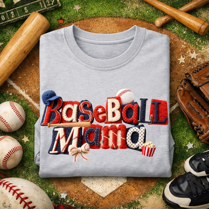 baseball mama clear film screen print