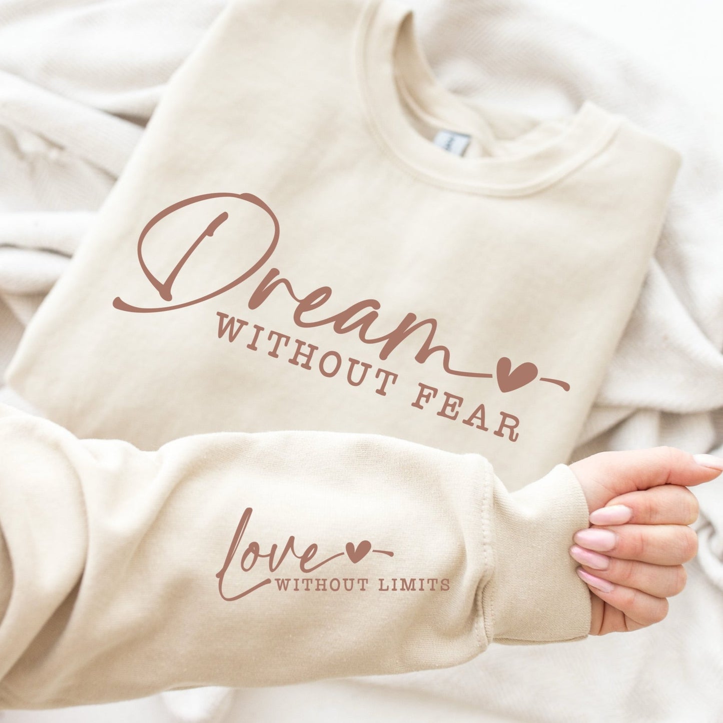 dream without fear metallic rose gold screen print transfer