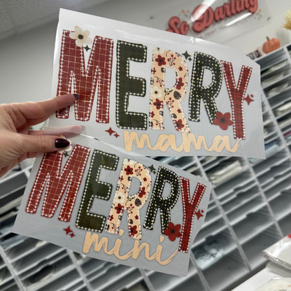 Merry mama & mini clear film screen print
