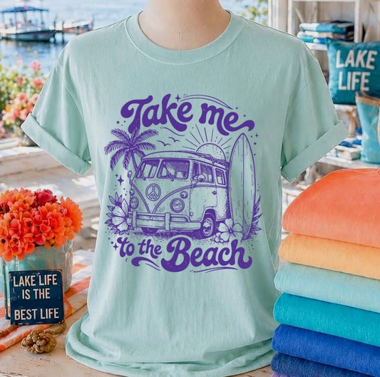take me to the beach screen print transfer•
