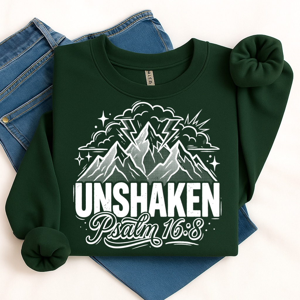 Unshaken pslam 16:8 screen print transfer