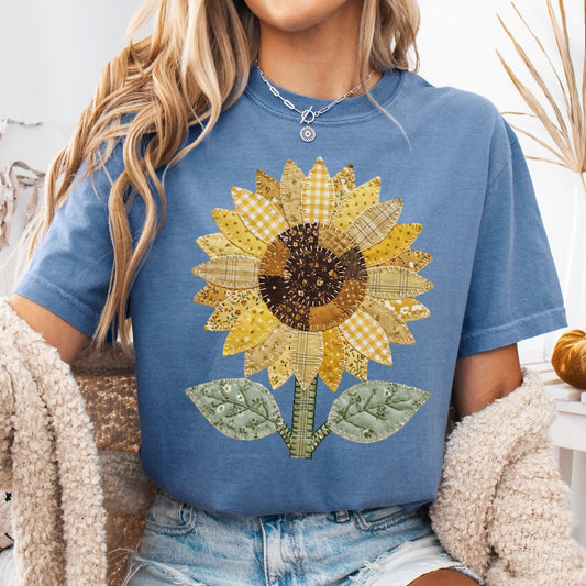 quilted sunflower clear film screen print