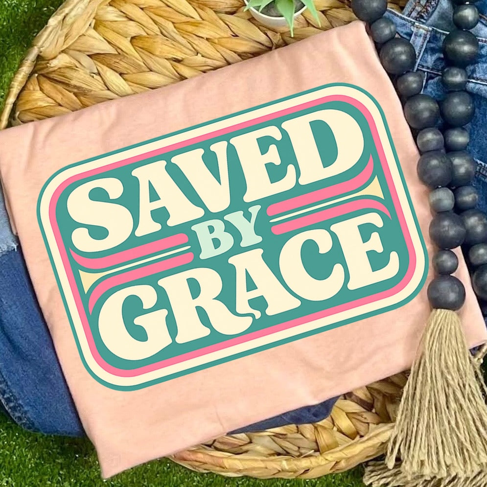 saved by grace clear film screen print