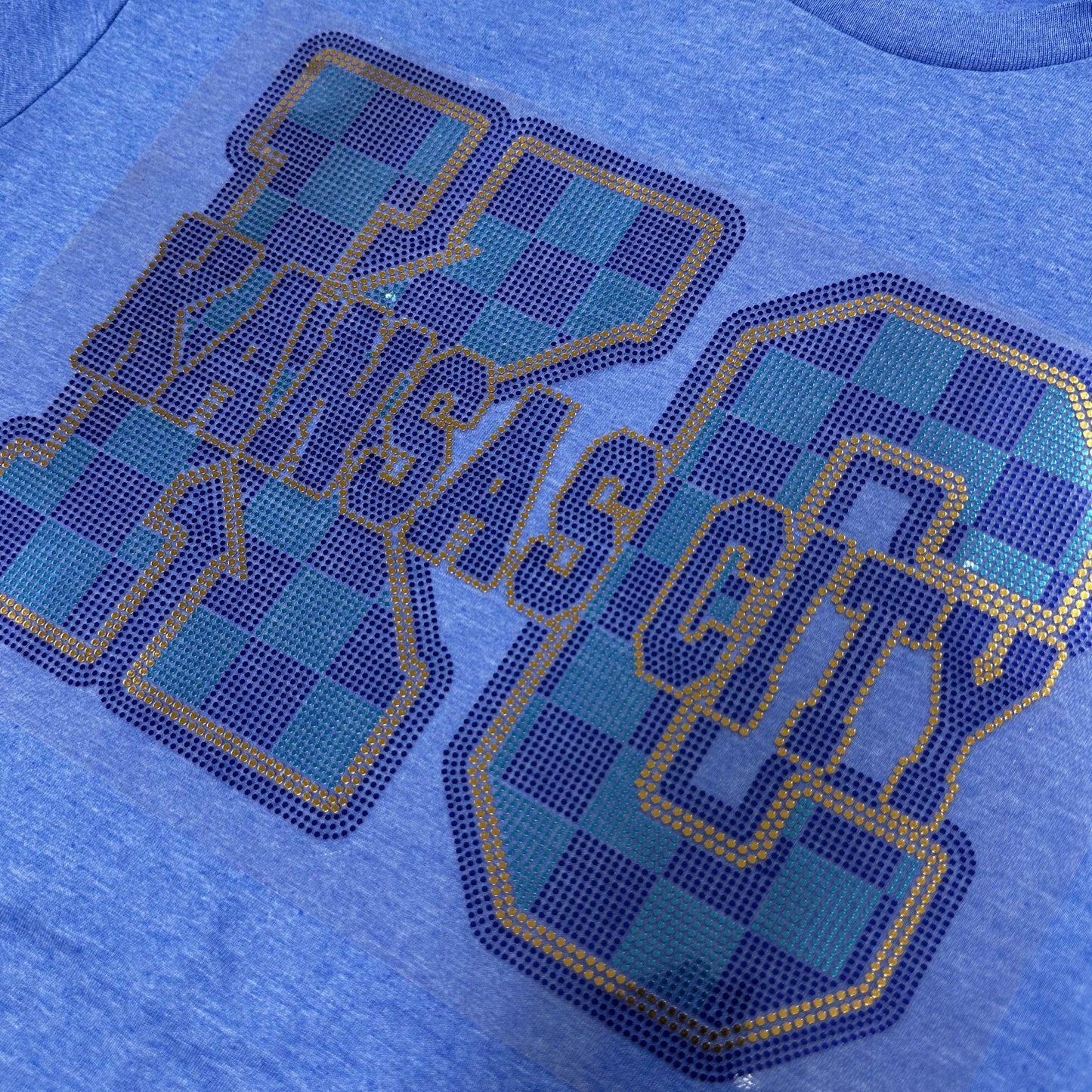 Spangle Transfer - KANSAS CITY BASEBALL checkered ROYAL BLUE/GOLD - will restock