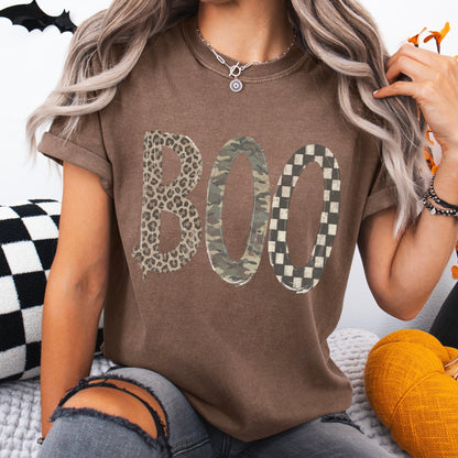 BOO camo leopard checker clear film screen print