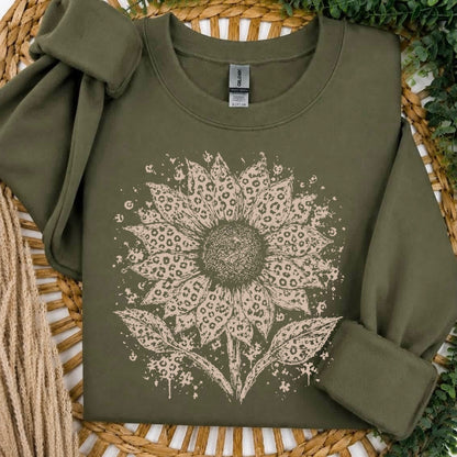 leopard sunflower screen print transfer