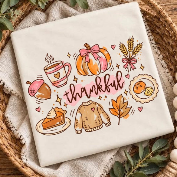 thankful doodles clear film screen print•