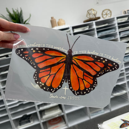 in the waiting butterfly clear film screen print