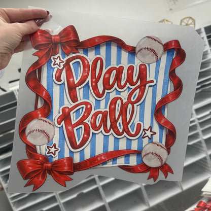 Play Ball preppy baseball clear film screen print