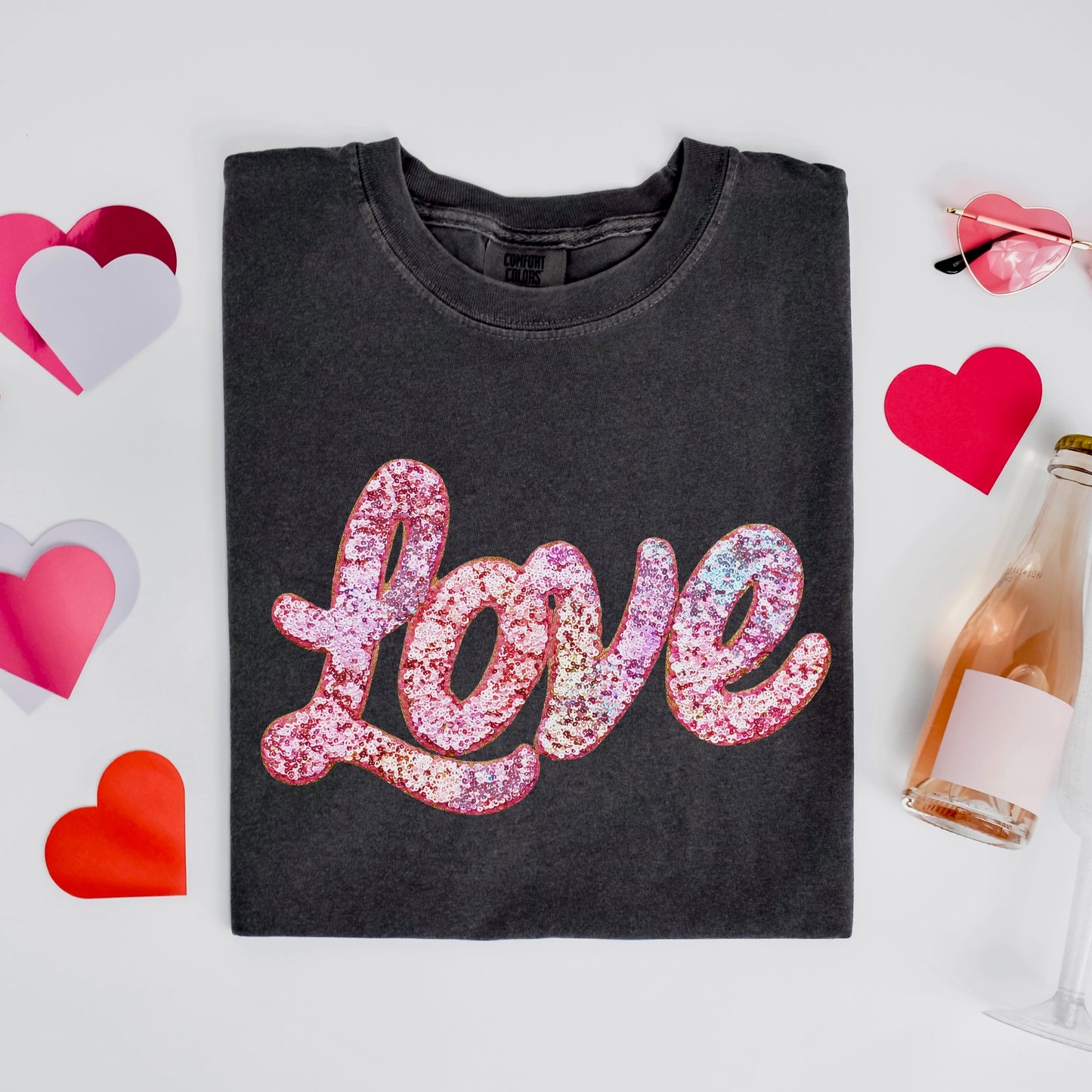 GLITTER Love clear film screen print