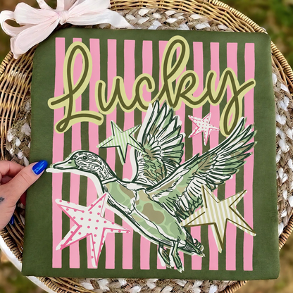 Lucky Duck clear film screen print