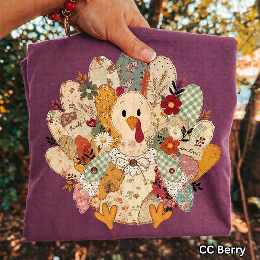 patchwork turkey clear film screen print