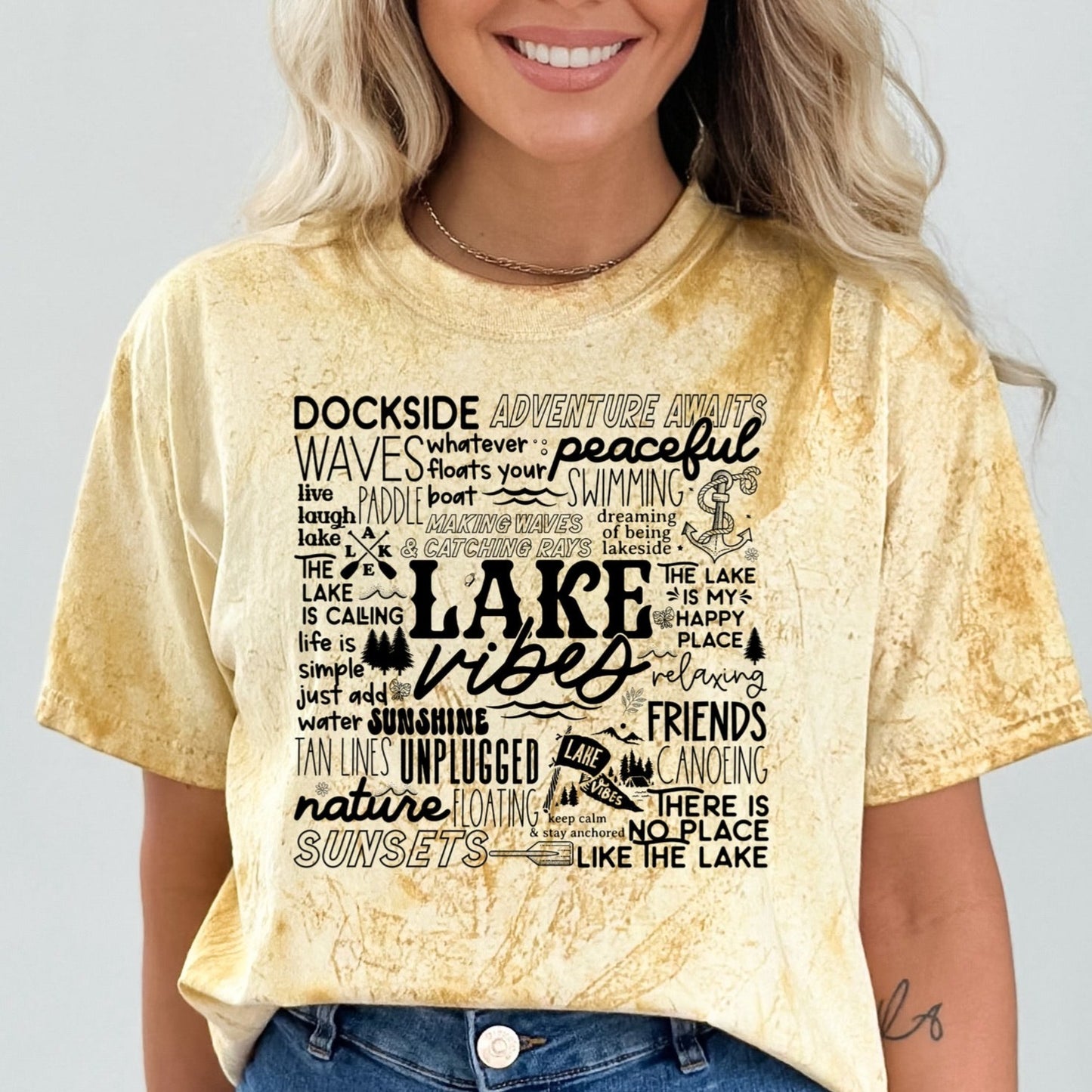 Lake vibes word art screen print transfer