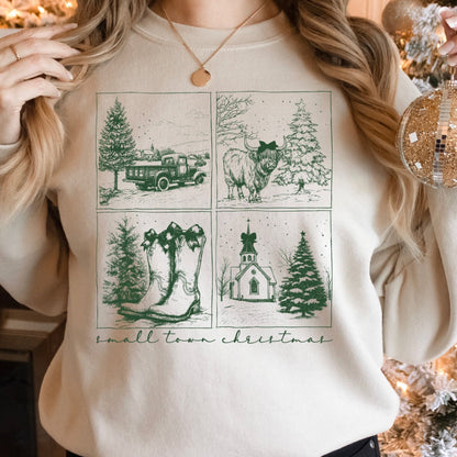 small town christmas screen print transfer