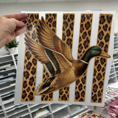 leopard stripe mallard duck clear film screen print