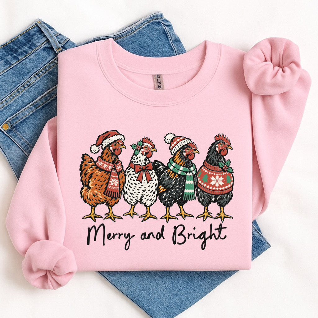 christmas roosters clear film screen print