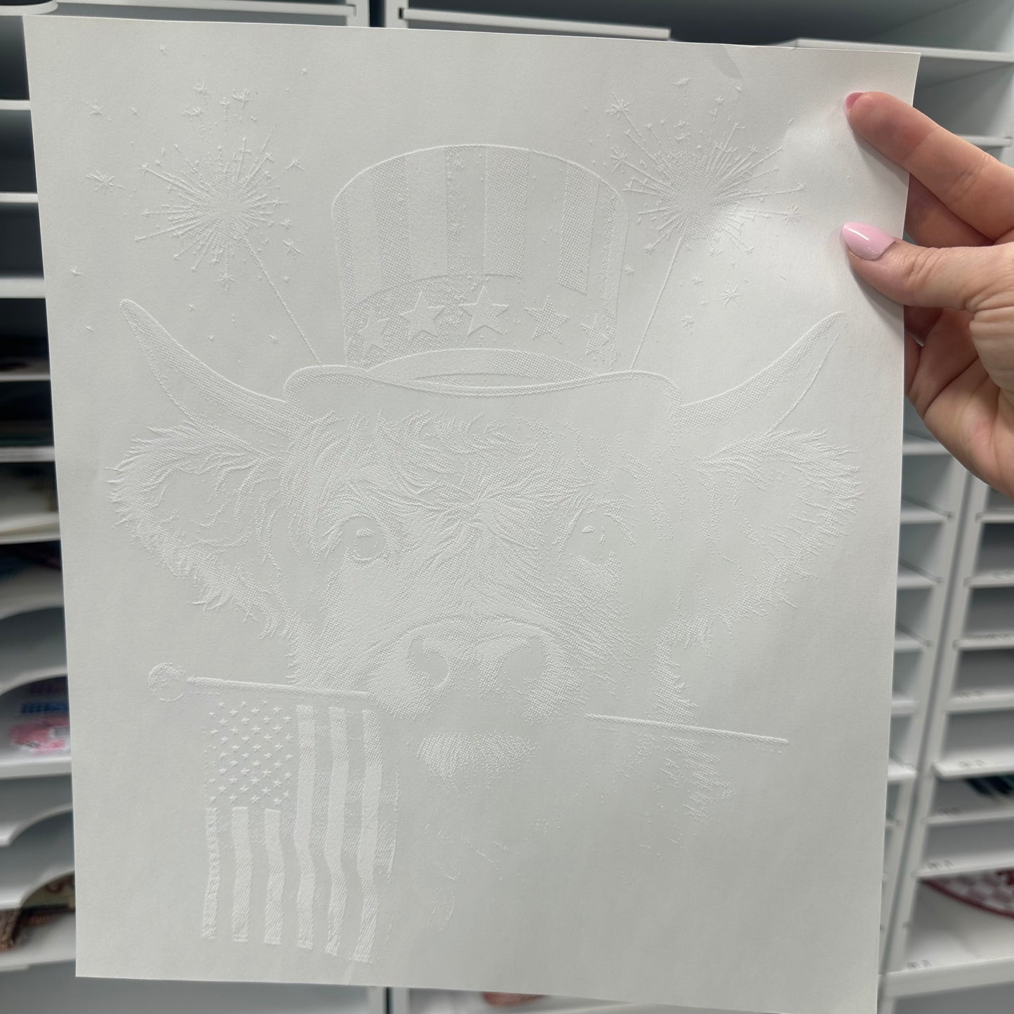 half tone patriotic cow screen print transfer•