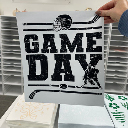 Hockey game day screen print transfer