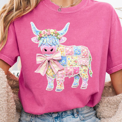 patchwork cow clear film screen print