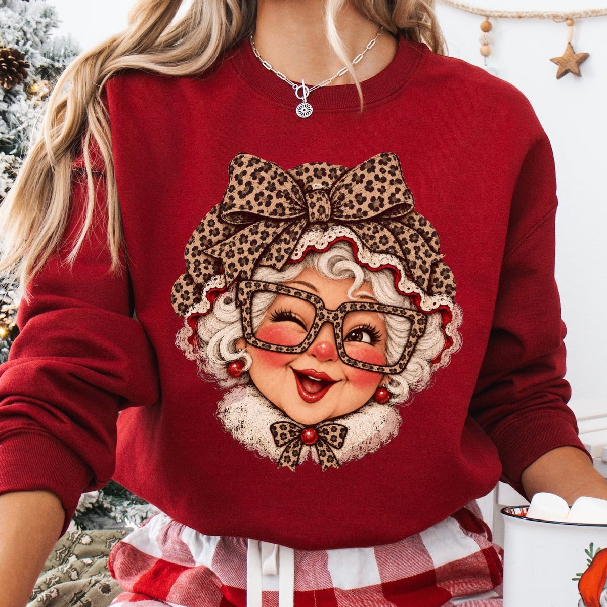 Leopard MRS CLAUS clear film screen print