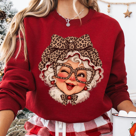 Leopard MRS CLAUS clear film screen print