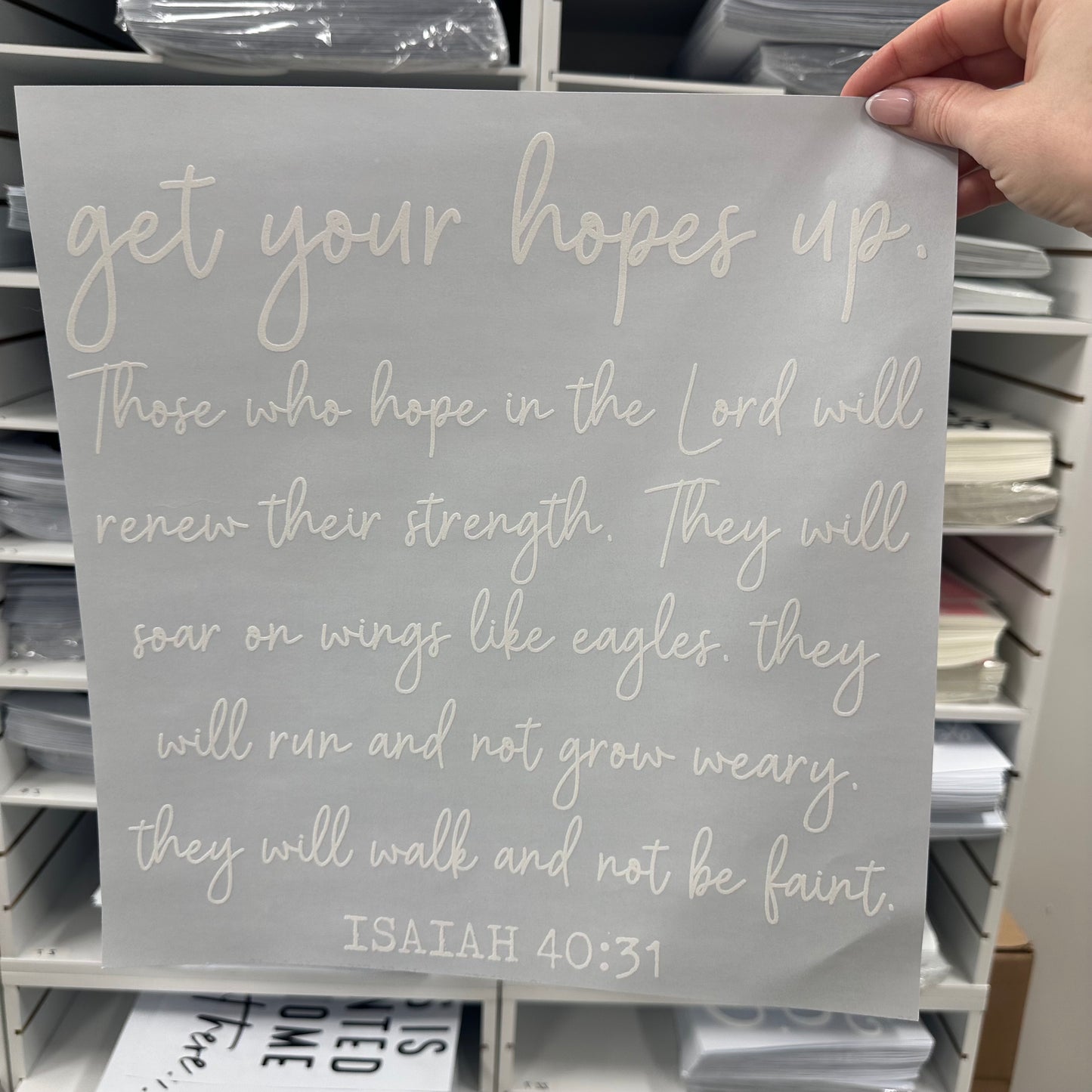 GET YOUR HOPES UP screen print transfer