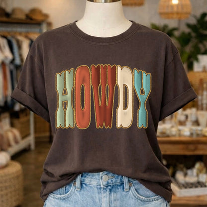 Howdy multi color clear film screen print