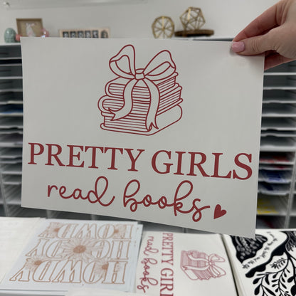 pretty girls read books screen print transfer