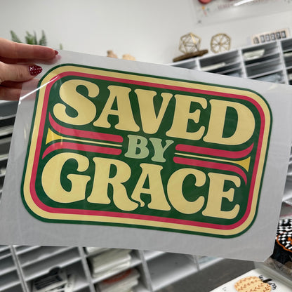 saved by grace clear film screen print