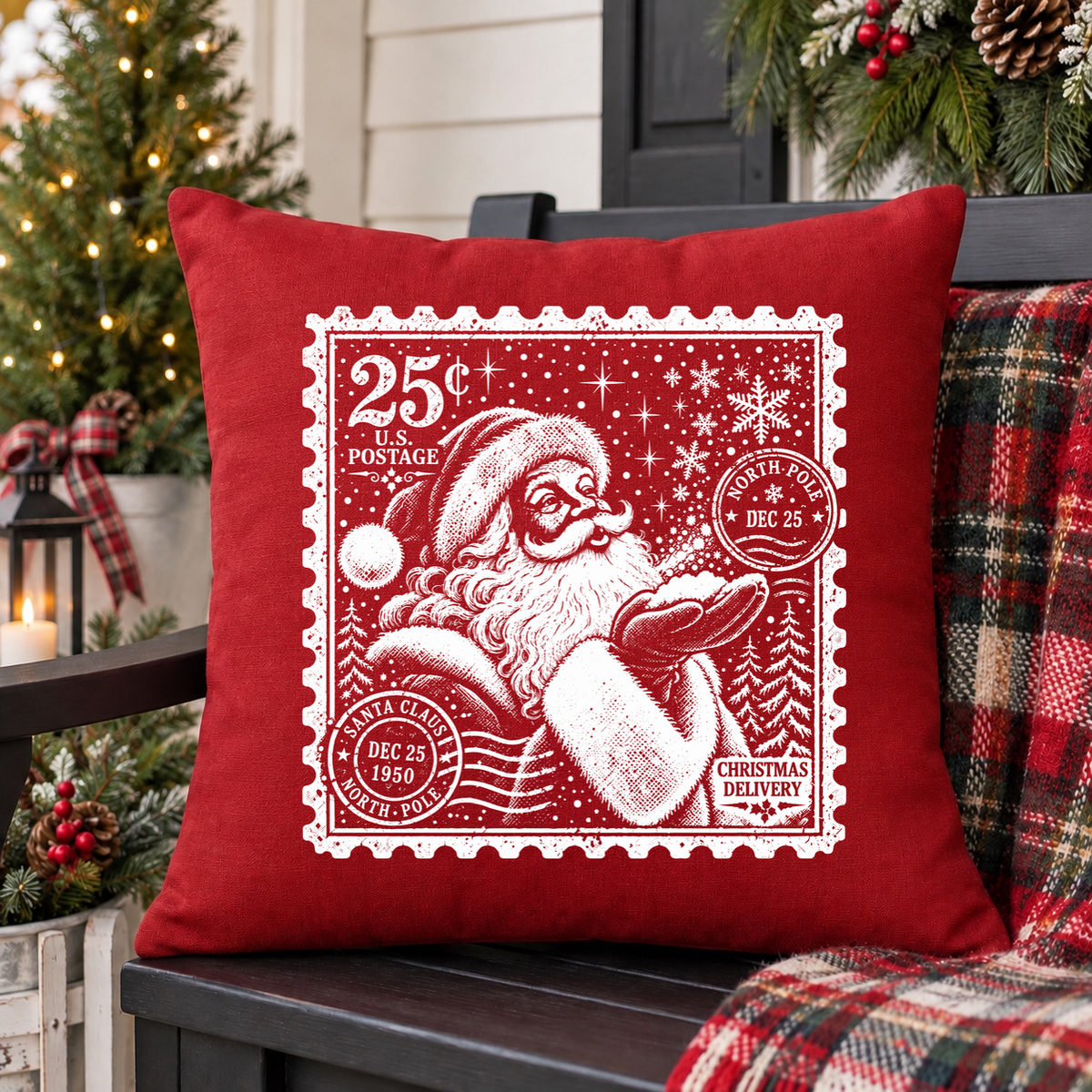 santa stamp screen print transfer