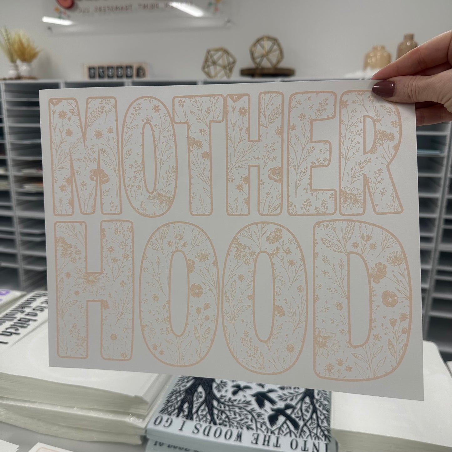 floral motherhood screen print transfer