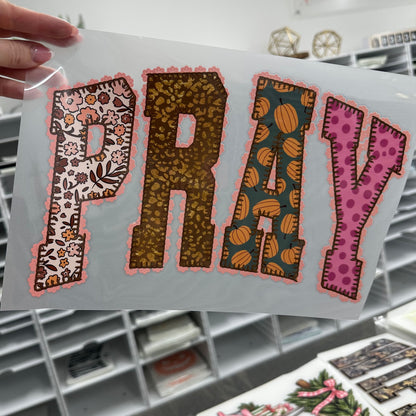 pray lace clear film screen print