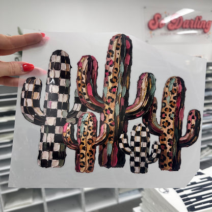checker cactus clear film screen print