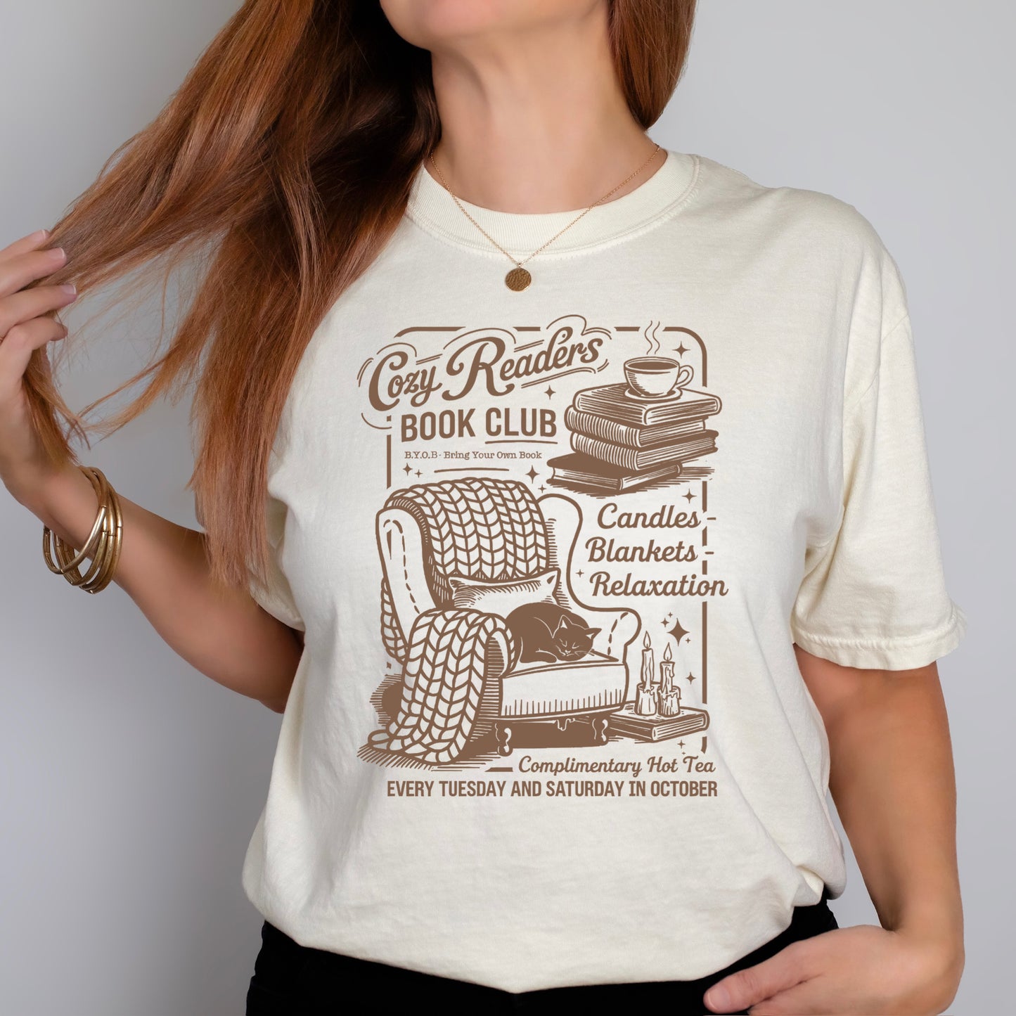 cozy readers club screen print transfer