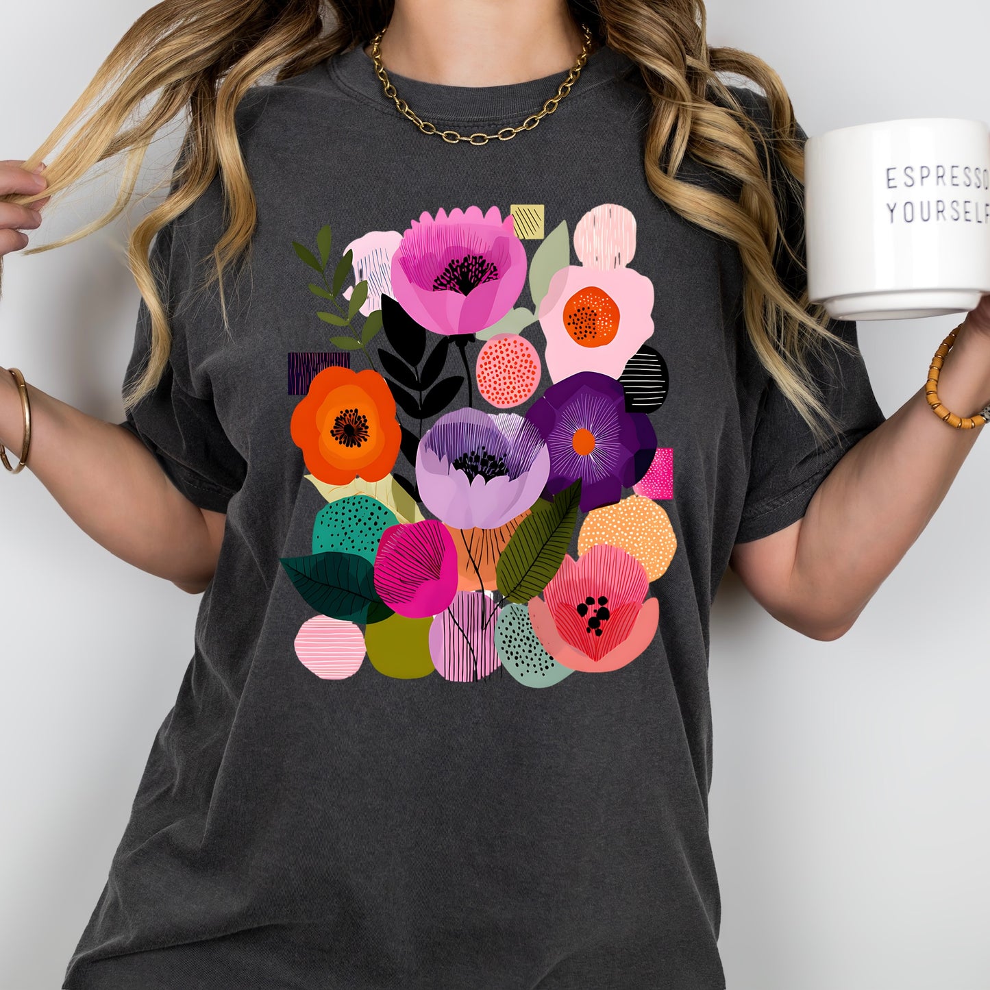 abstract florals clear film screen print