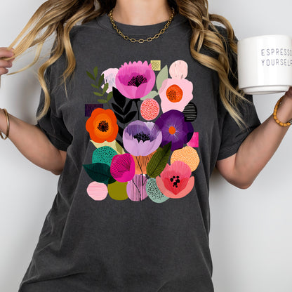 abstract florals clear film screen print