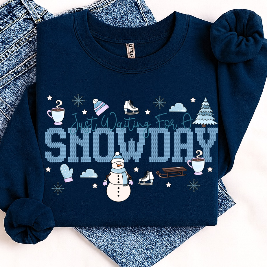 just waiting for a snowday clear film screen print