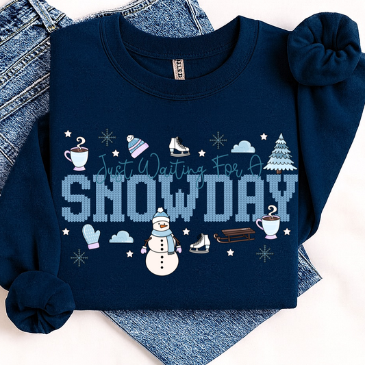 just waiting for a snowday clear film screen print