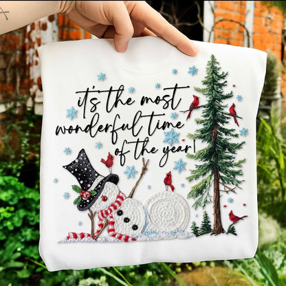 winter snowman faux yarn DTF 300°