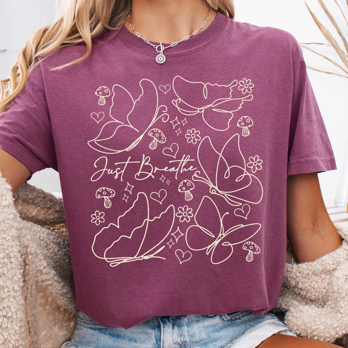 Just Breathe butterflies screen print transfer•