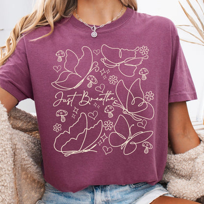 Just Breathe butterflies screen print transfer•
