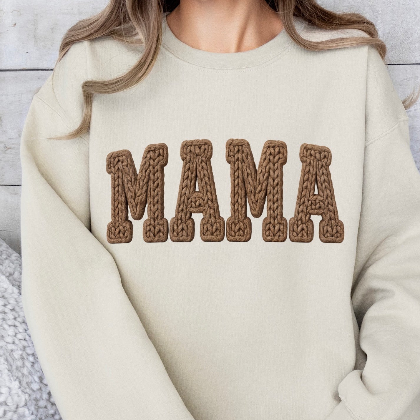MAMA faux yarn clear film screen print