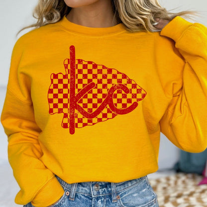 RED checkered arrowhead KC screen print transfer