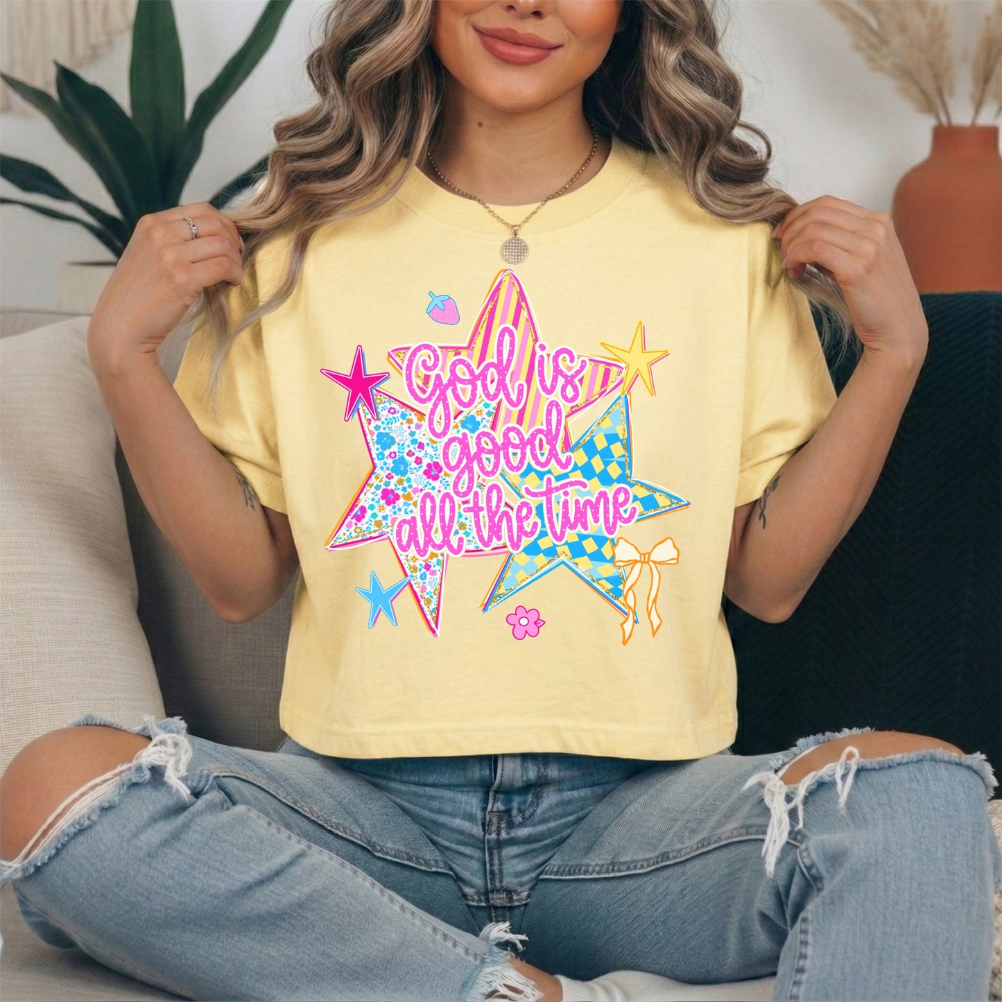 Stars God is good all the time clear film screen print