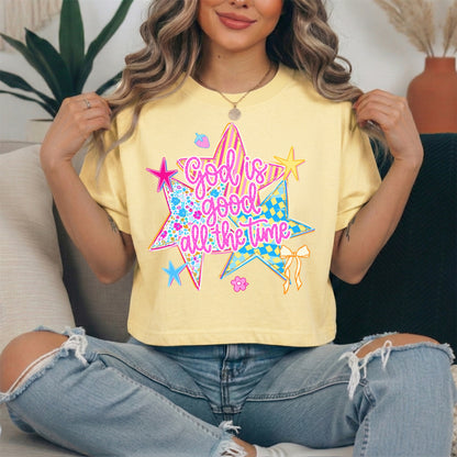 Stars God is good all the time clear film screen print
