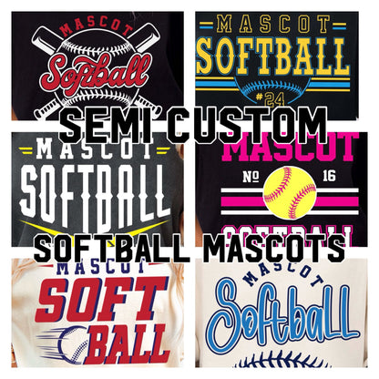 semi-custom SOFTBALL mascot (design set up only)