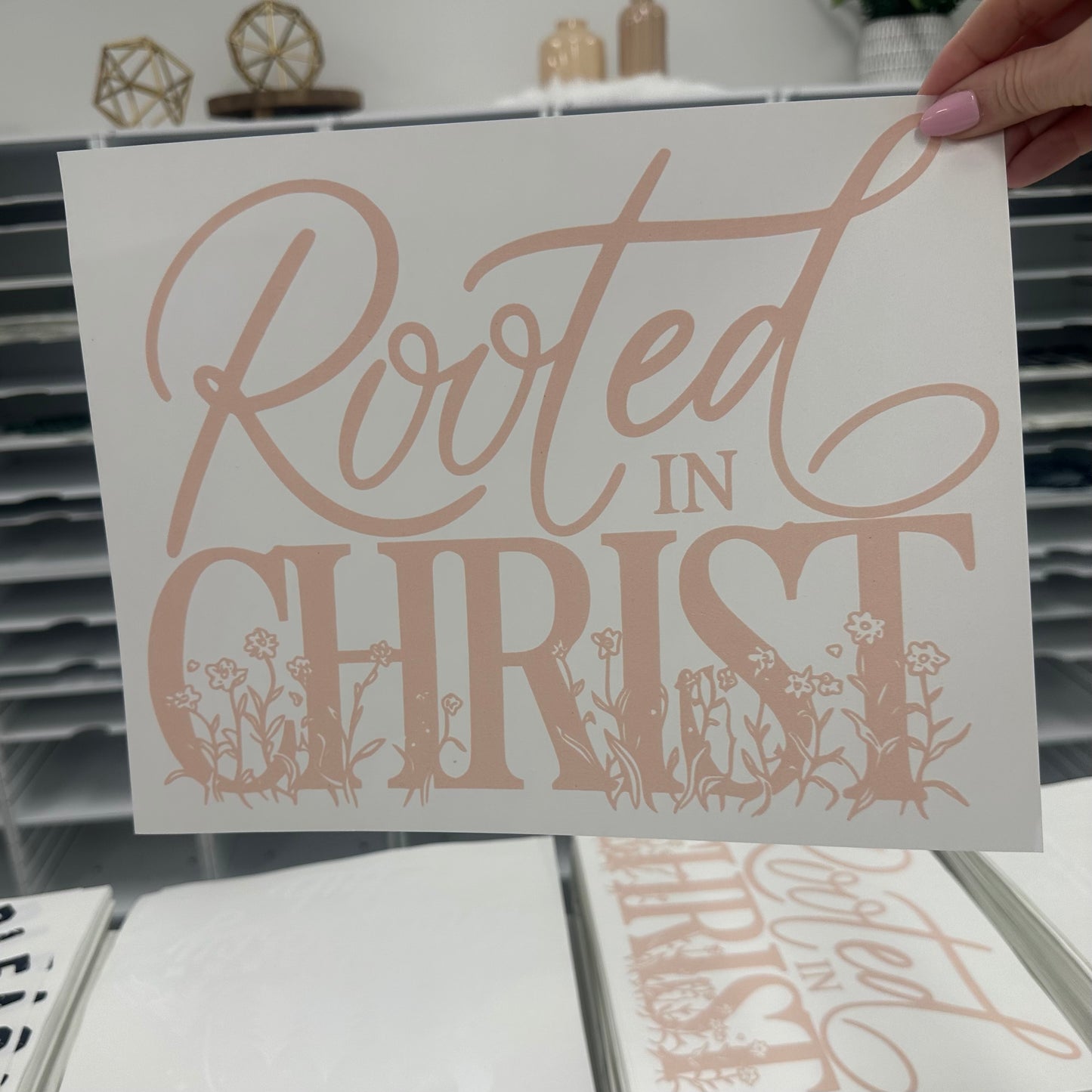 rooted in Christ screen print transfer•