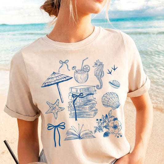 bookish summer screen print transfer